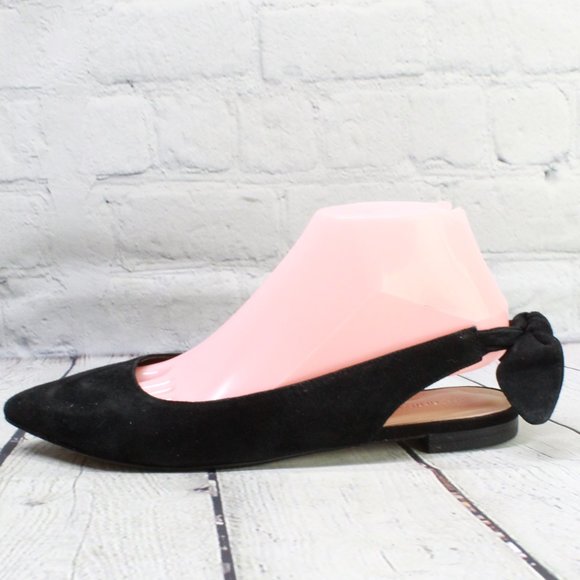 Saks Fifth Avenue Shoes - Saks Fifth Ave Black Suede Pointed Toe Flats Back Tie Flat Shoes 7.5 M